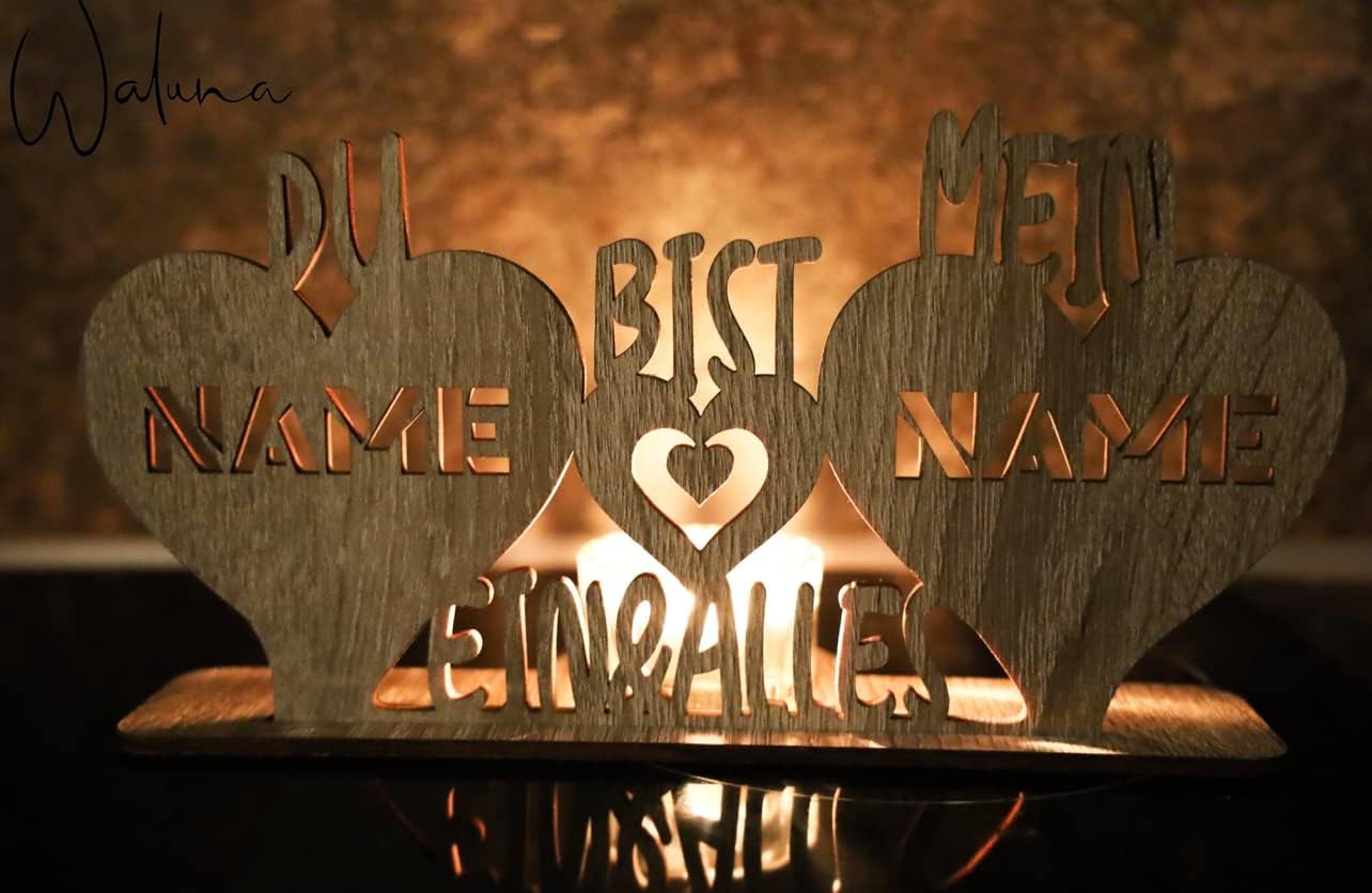 Liebesgeschenk Teelichthalter du bist Mein EIN & Alles personalisiert mit Zwei Namen Herzen Hochzeitsgeschenk Jahrestag