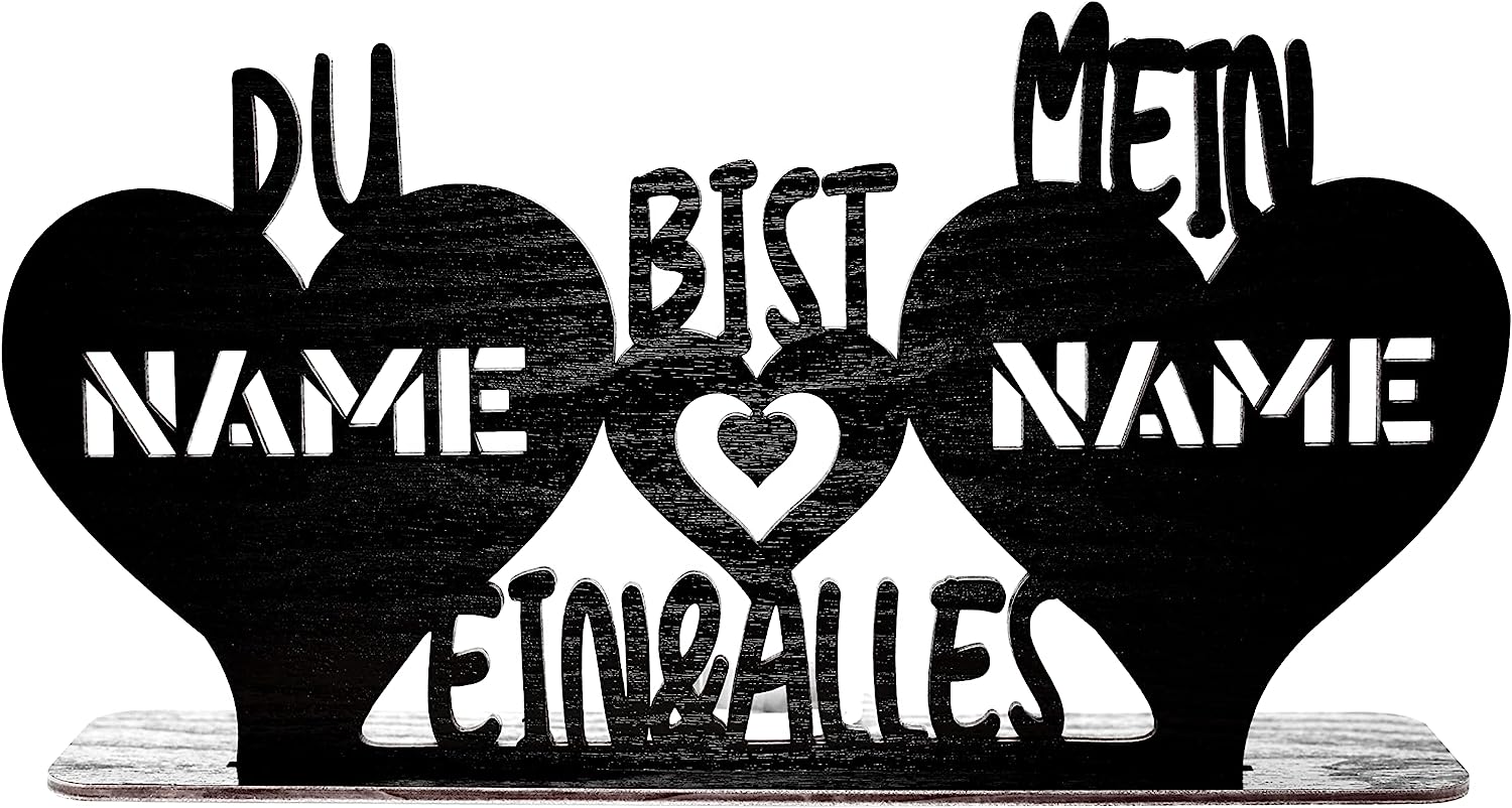 Liebesgeschenk Teelichthalter du bist Mein EIN & Alles personalisiert mit Zwei Namen Herzen Hochzeitsgeschenk Jahrestag